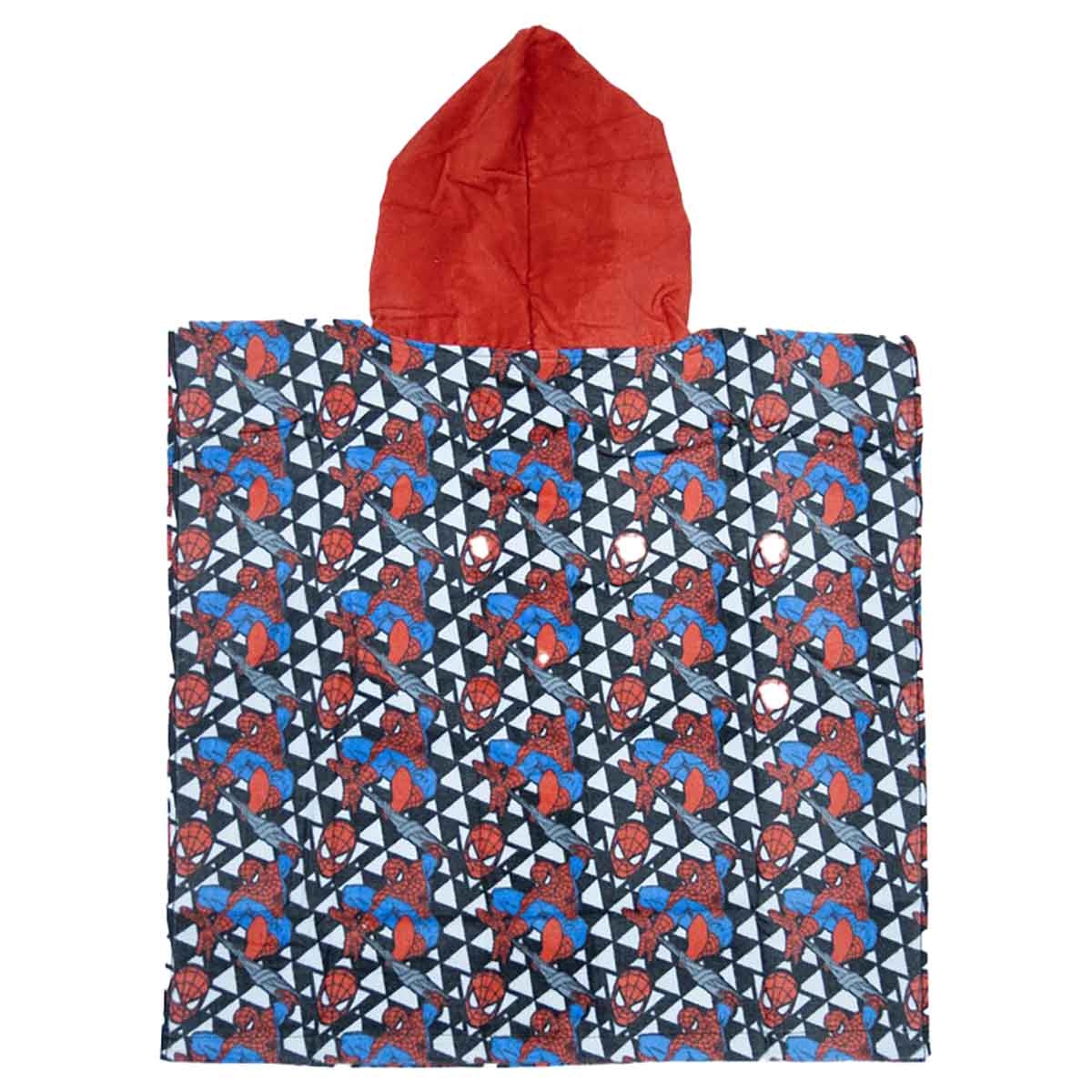 Spiderman Black Soft & Absorbent Hooded Poncho Kids Towel Boys, 3-4 Years