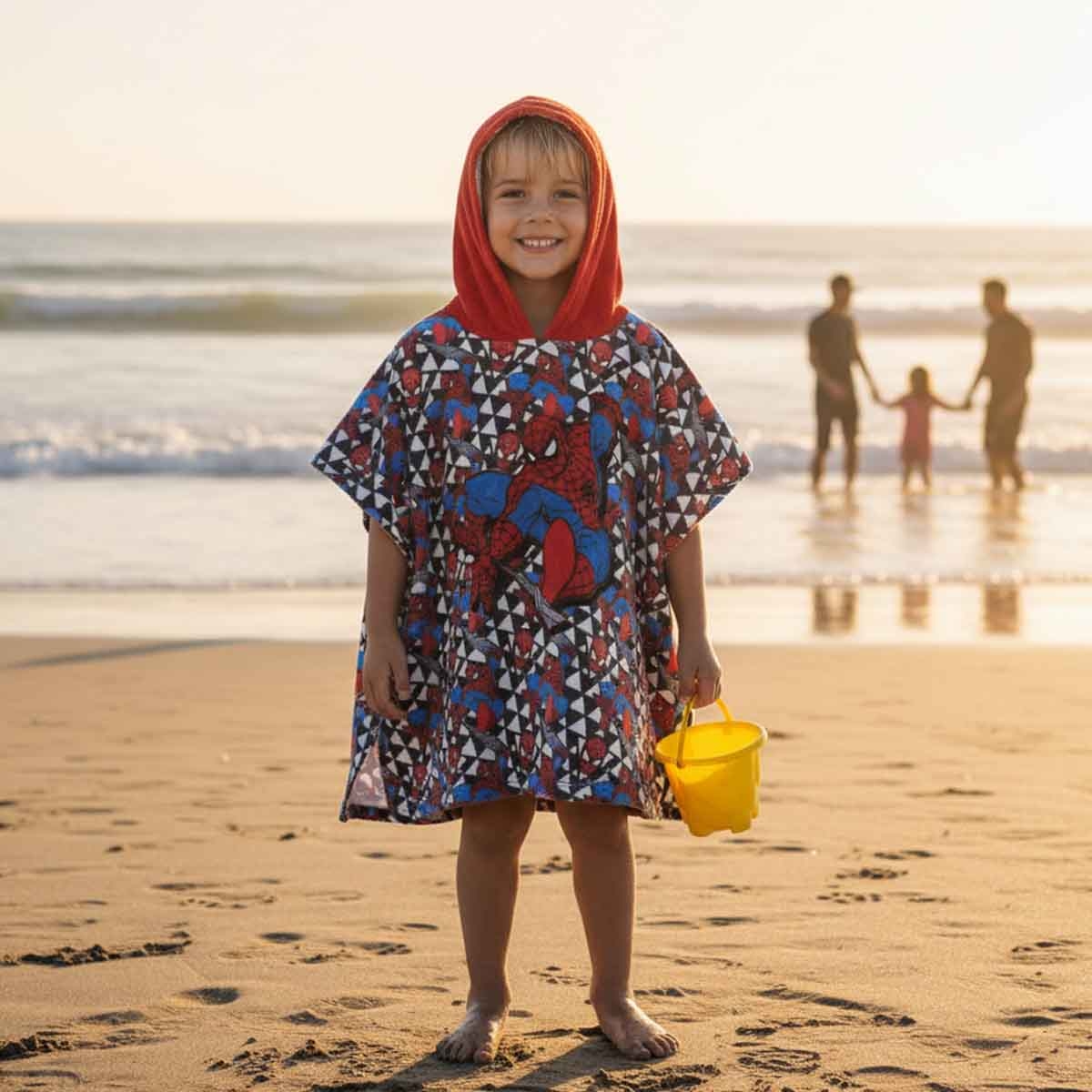 Spiderman Black Soft & Absorbent Hooded Poncho Kids Towel Boys, 3-4 Years