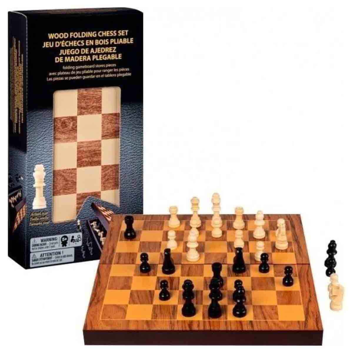 سبن ماستر مجموعة شطرنج خشبية قابلة للطي للأولاد والبنات عمر 5-7 سنوات