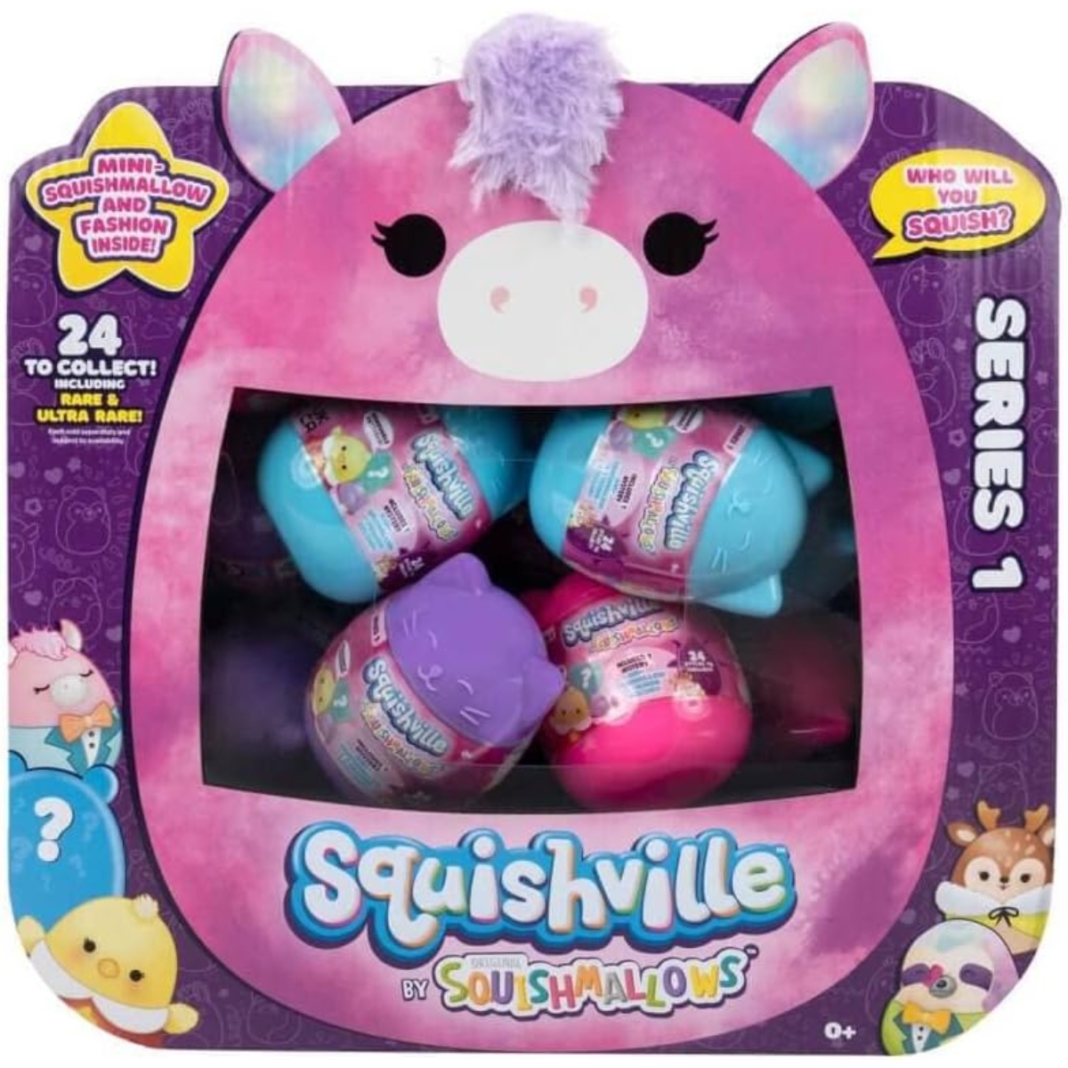 Squishmallows 2″ Squishville Mystery Mini Assorted Plush Toy Toddler, 0-2 Years, Pack of 4