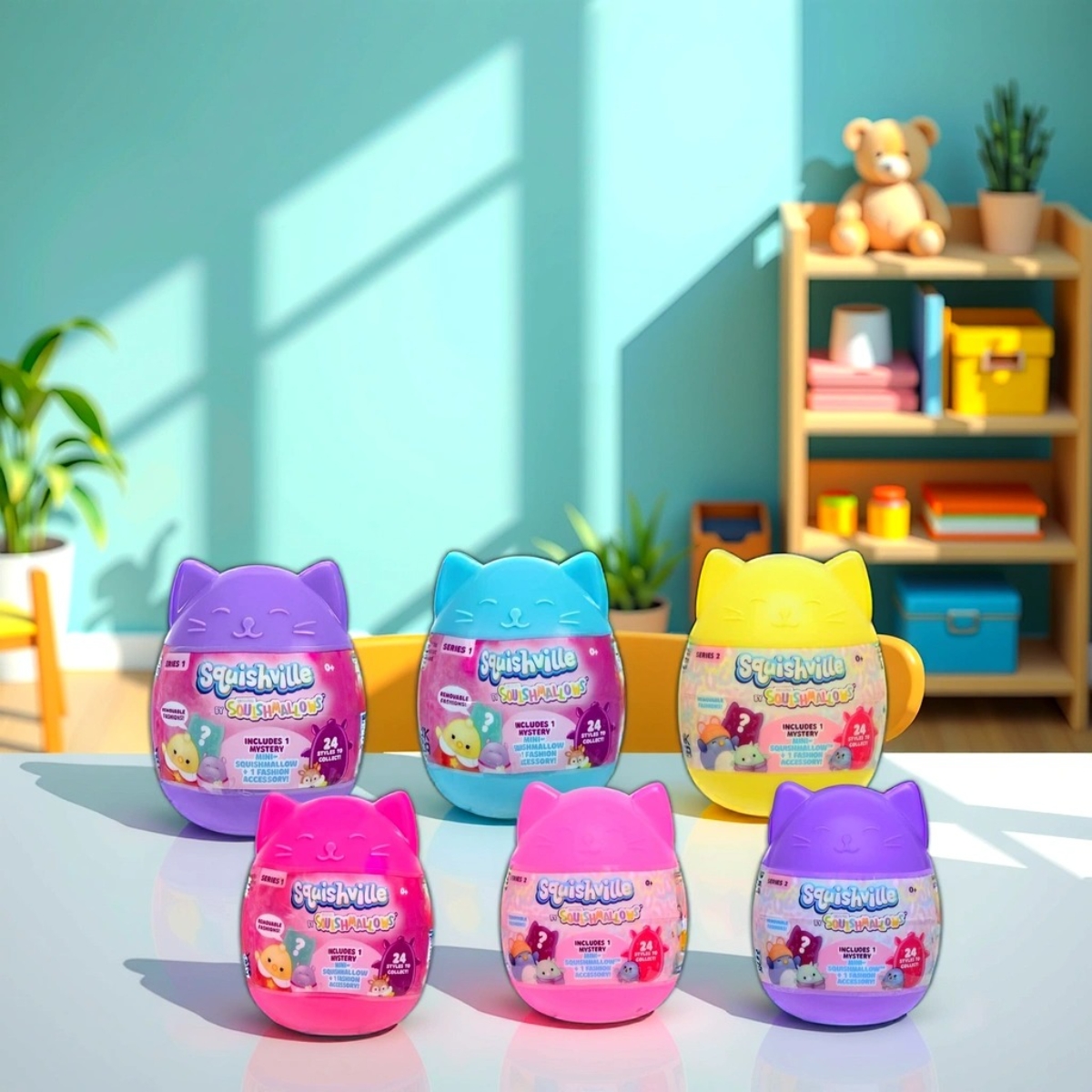 Squishmallows 2″ Squishville Mystery Mini Assorted Plush Toy Toddler, 0-2 Years, Pack of 4