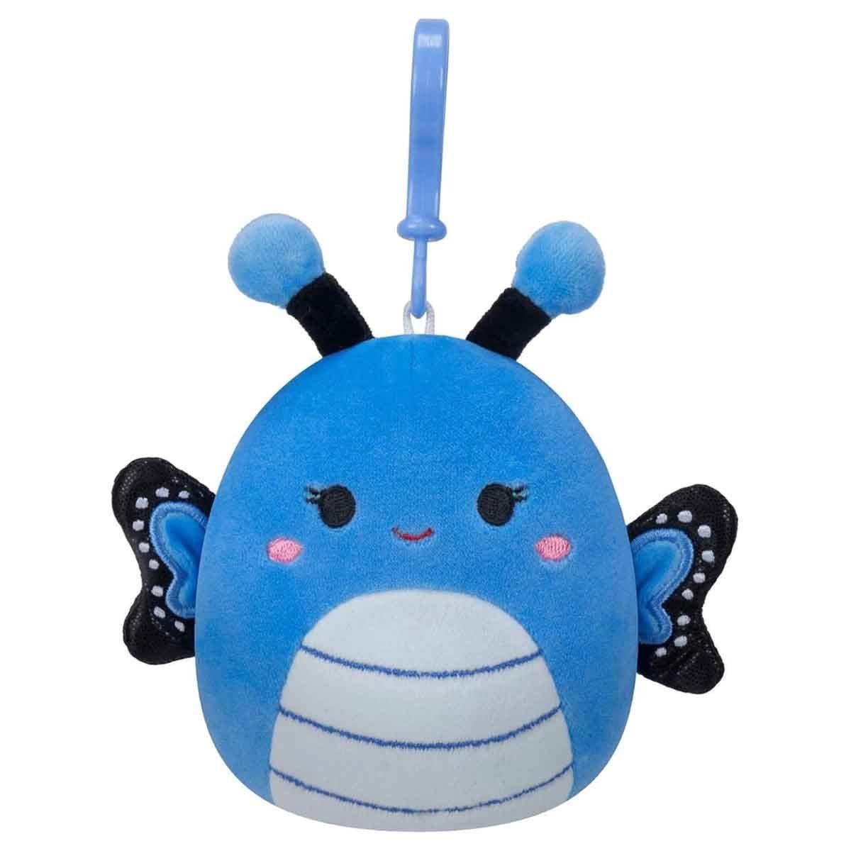Squishmallows 3.5" Waverly Blue Butterfly & 3.5″ Lancaster the Yellow Triceratops Clip-On Plush Toy Bundle Unisex, 3-4 Years