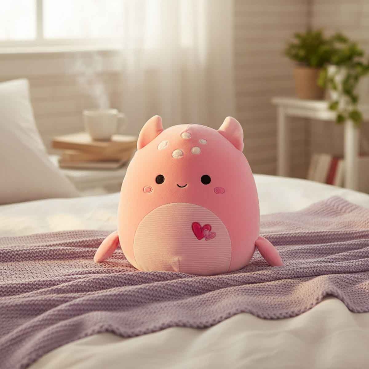 Squishmallows 7.5″ Artin - Pink Loch Ness Monster with Hearts Little Plush Toy Unisex, 3-4 Years