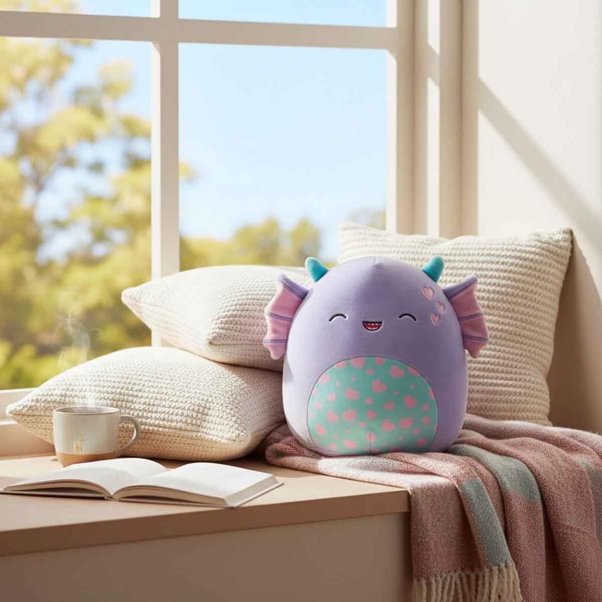 Squishmallows 7.5″ Strobe - Purple Swamp Monster with Closed Eyes and Hearts Little Plush Toy Unisex, 3-4 Years
