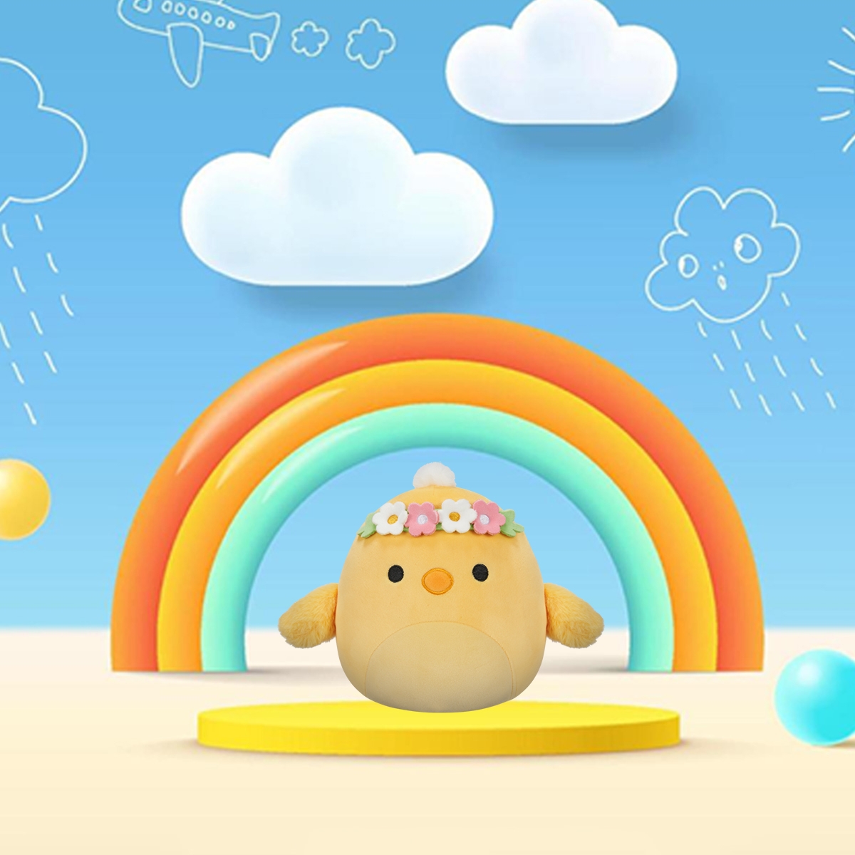 سكويشمالوز لعبة محشوة 7.5 إنش، تريستون الكتكوت، للجنسين، من عمر 3 إلى 4 سنوات