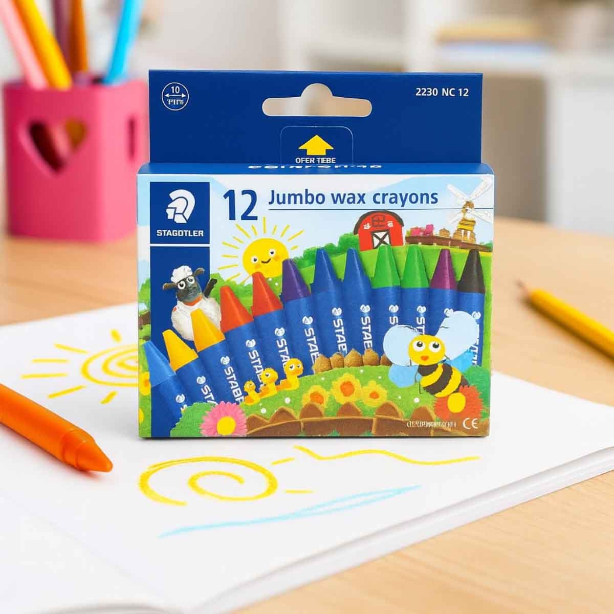 ستيدلر شمع تلوين جامبو نوريس كلوب مجموعة من 12 (3-4 سنوات)