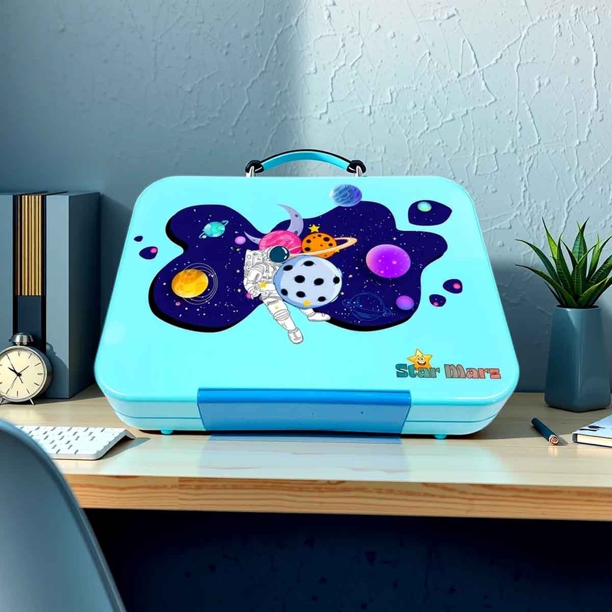 Starmarz 1195ml Unicorn Blue Bento Glitter Lunch Box Unisex, 3-4 Years