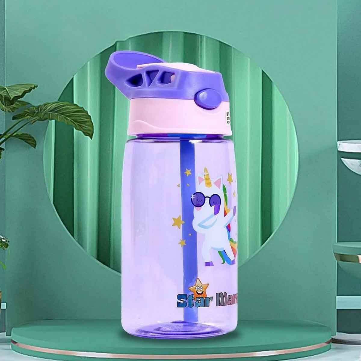ستارمارز زجاجة مياه للأطفال بسعة 480 مل باللون البنفسجي مع غطاء شرب للبنات من عمر 3-4 سنوات