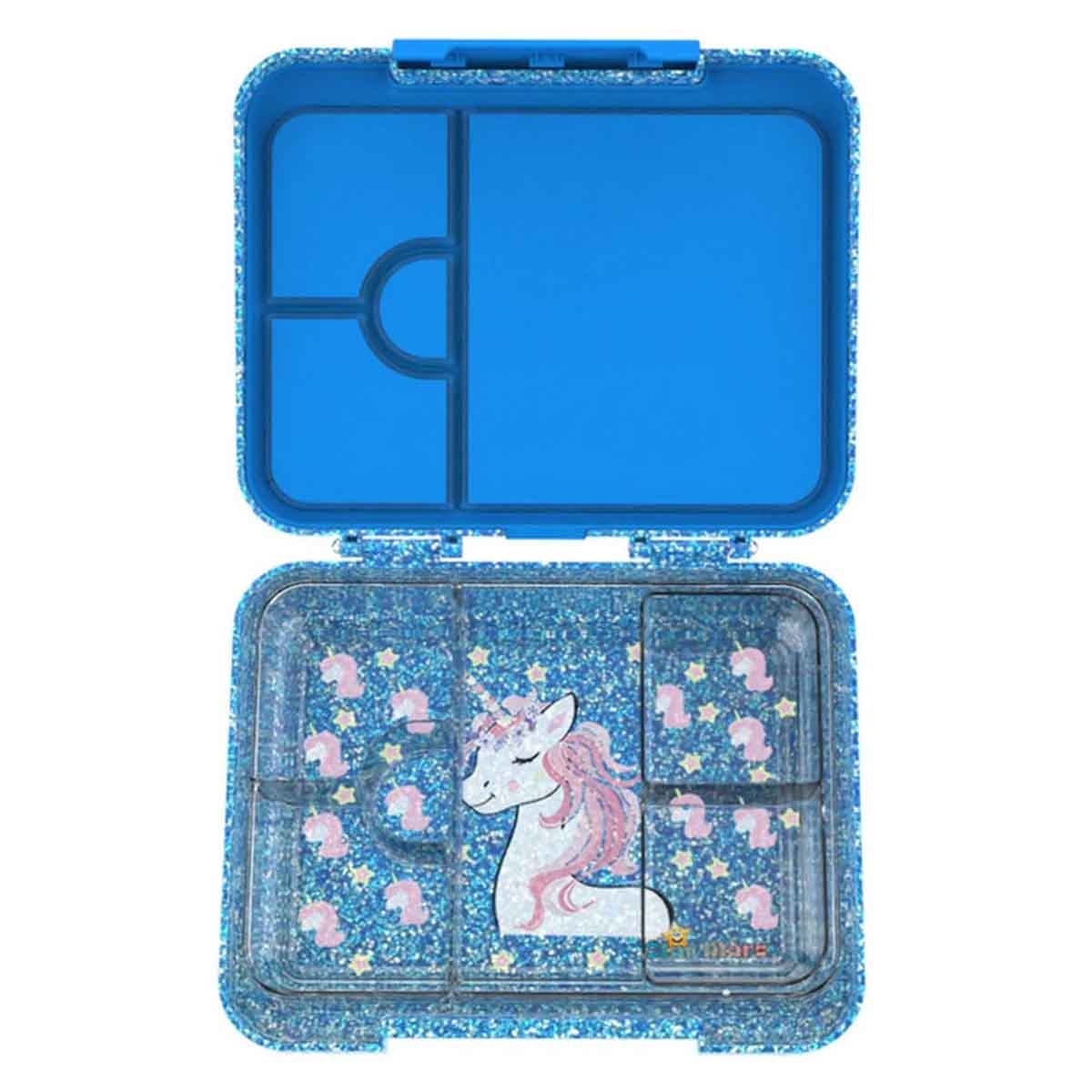 ستارمارز صندوق غداء بنتو لامع بتصميم وحيد القرن سعة 1195 مل موديل F5-G10042024BLU للجنسين، من 3 إلى 4 سنوات