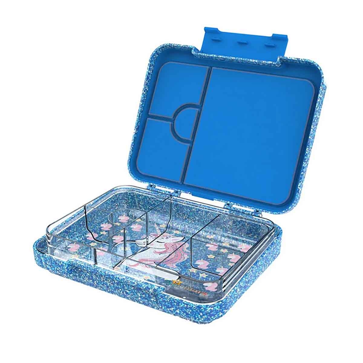 ستارمارز صندوق غداء بنتو لامع بتصميم وحيد القرن سعة 1195 مل موديل F5-G10042024BLU للجنسين، من 3 إلى 4 سنوات