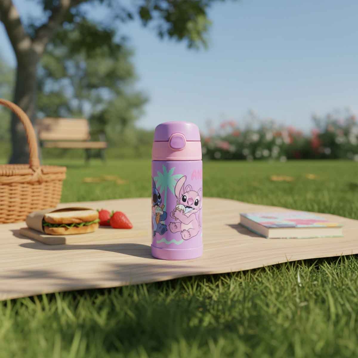 ستيتش زجاجة ماء ستانلس ستيل مزدوجة الجدار معزولة ومضادة للتسرب سعة 350 مل