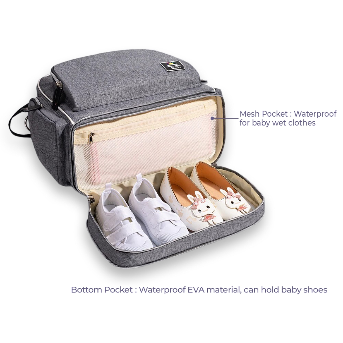 صنفينو حقيبة حفاضات أمومة سيغنتشر باللون الرمادي للأطفال