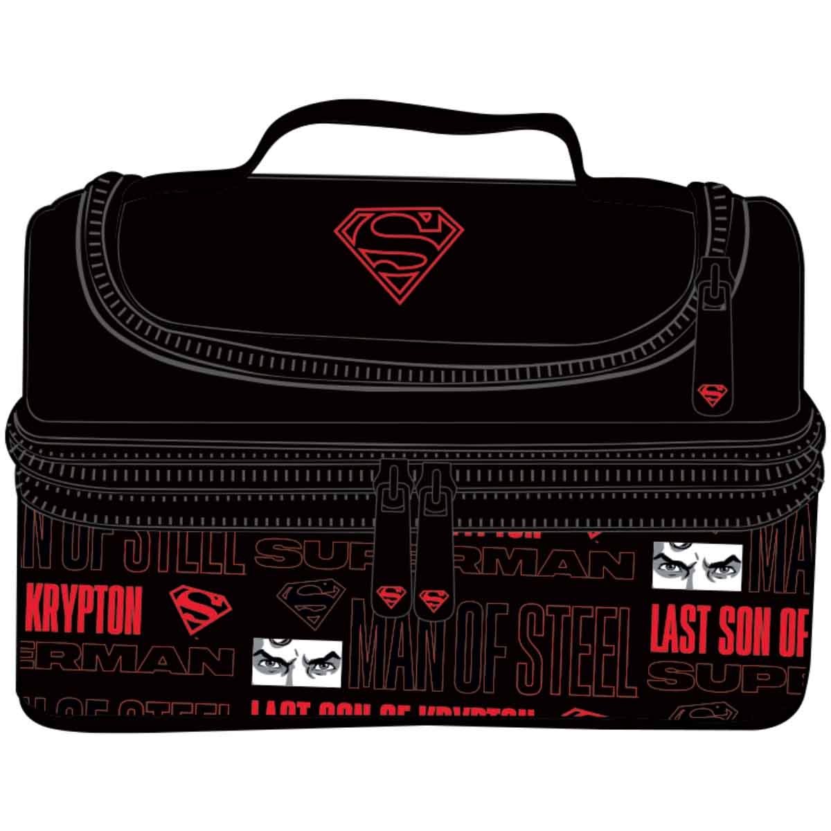 دي سي سوبرمان مجموعة حقيبة ظهر 4 في 1 مع حقيبة غداء معزولة ومقلمة وزجاجة ماء