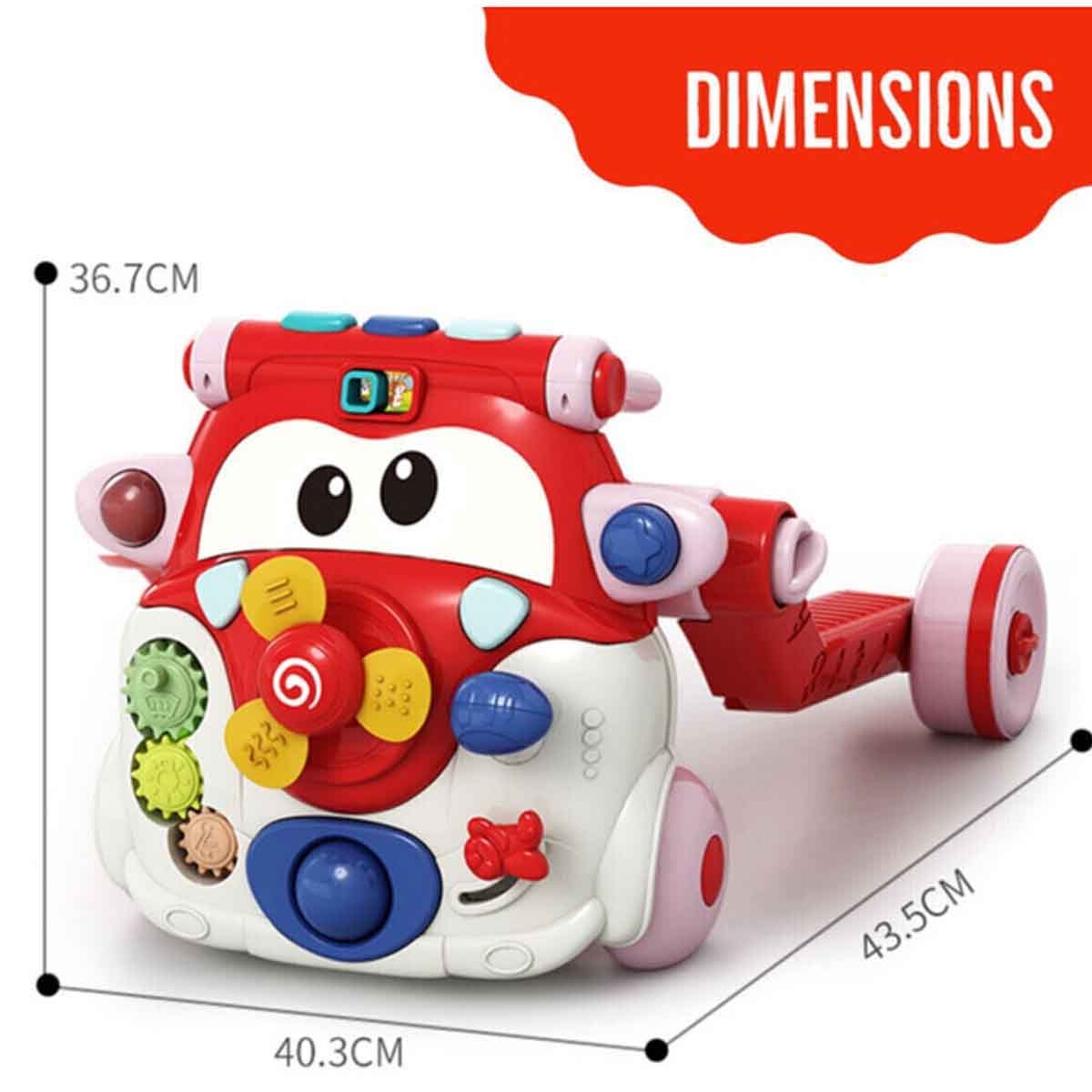 تيكنوم مشاية أطفال 3 في 1 باللون الأحمر مع لوحة مفاتيح موسيقية للأطفال 0-2 سنوات
