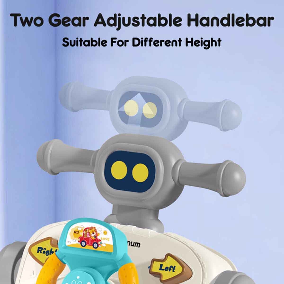 تيكنوم مشاية أطفال 5 في 1 باللون الرمادي مع لوحة مفاتيح موسيقية للأطفال 0-2 سنوات