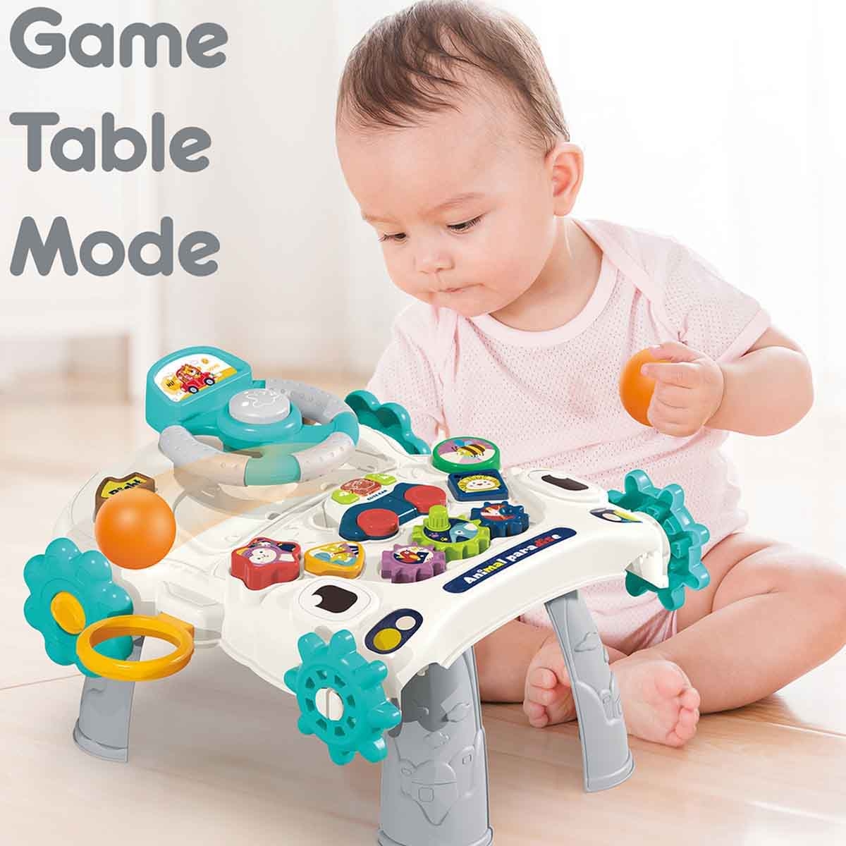 تيكنوم مشاية أطفال 5 في 1 باللون الرمادي مع لوحة مفاتيح موسيقية للأطفال 0-2 سنوات