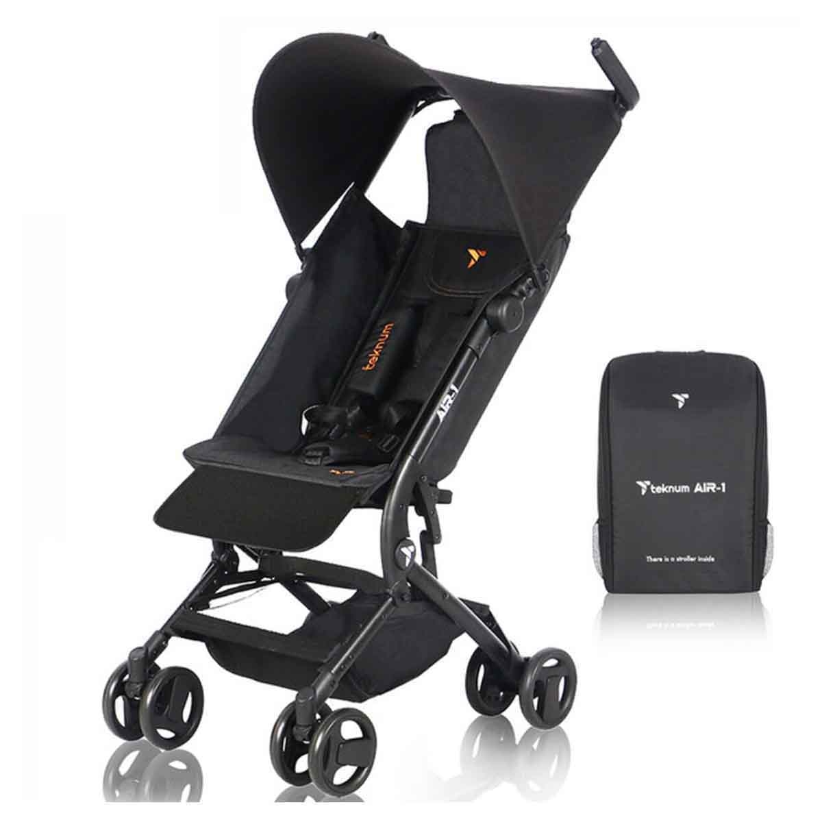 تيكنوم عربة أطفال للسفر AIR - 1 باللون الأسود مع حقيبة ظهر للحمل