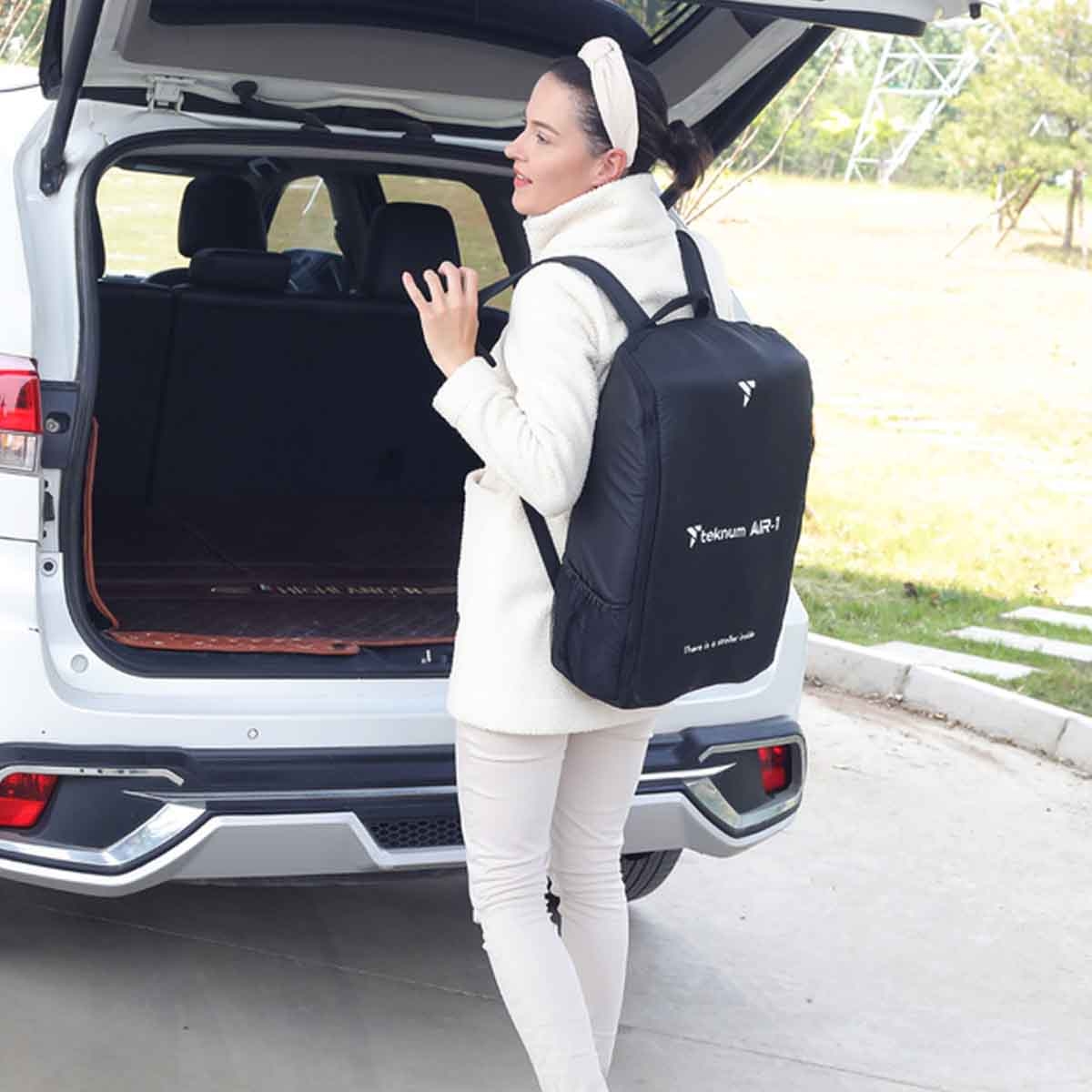 تيكنوم عربة أطفال للسفر AIR - 1 باللون الأسود مع حقيبة ظهر للحمل