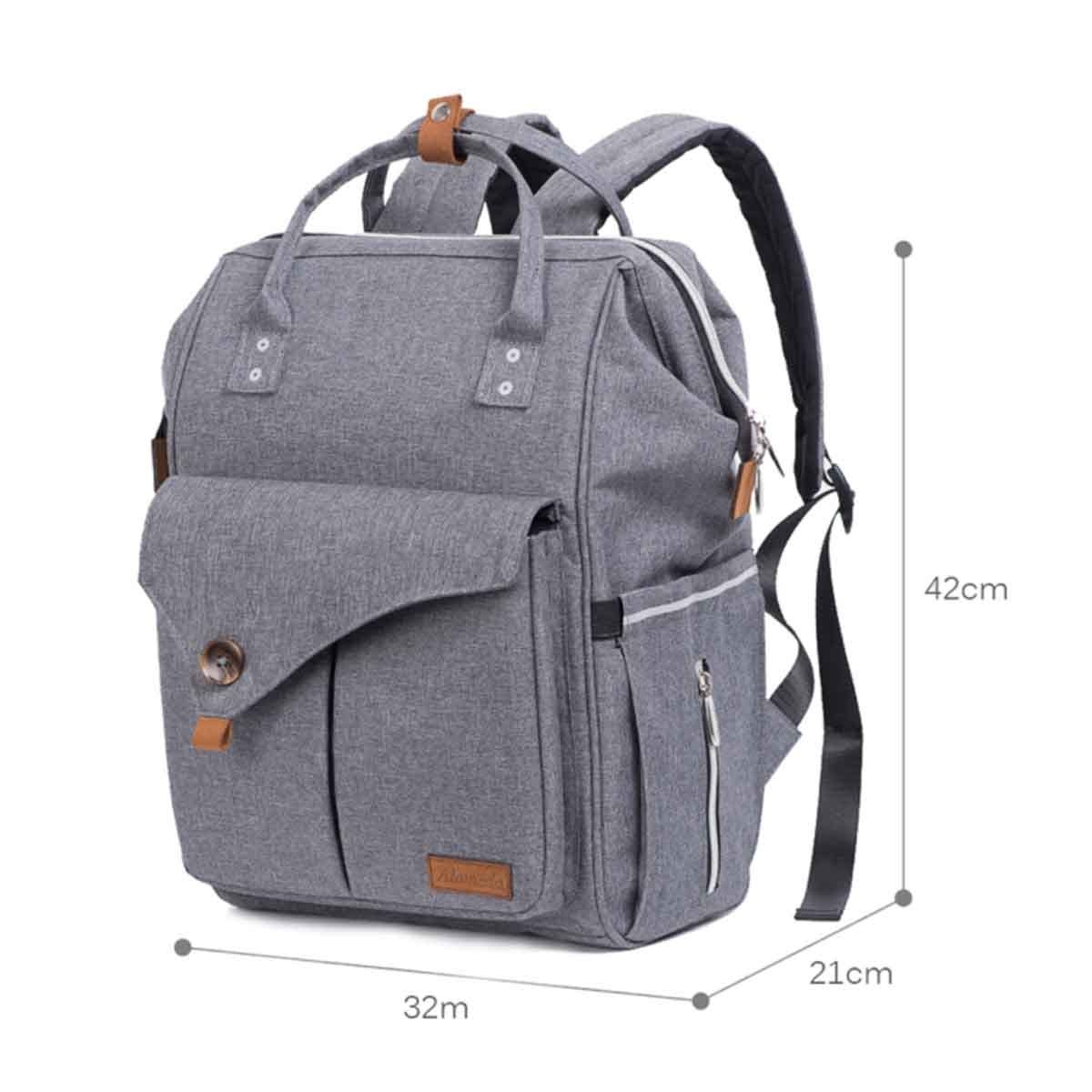 Teknum Dark Grey Double Stroller with Diaper Backpack Set Toddler, 0-2 Years