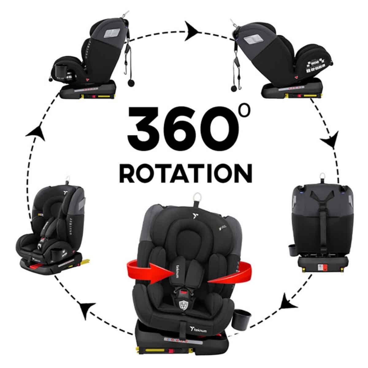 Teknum Black Evolve 360° Car Seat with Isofix Toddler, 0-2 Years