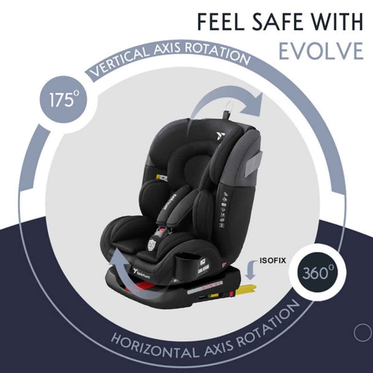 Teknum Black Evolve 360° Car Seat with Isofix Toddler, 0-2 Years