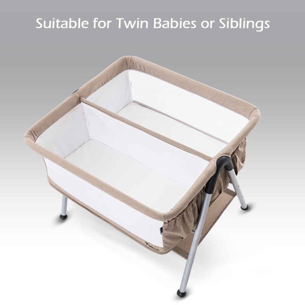 Teknum Fellow 2 Ivory Twin Bedside Crib Bassinet Toddler, 0-2 Years