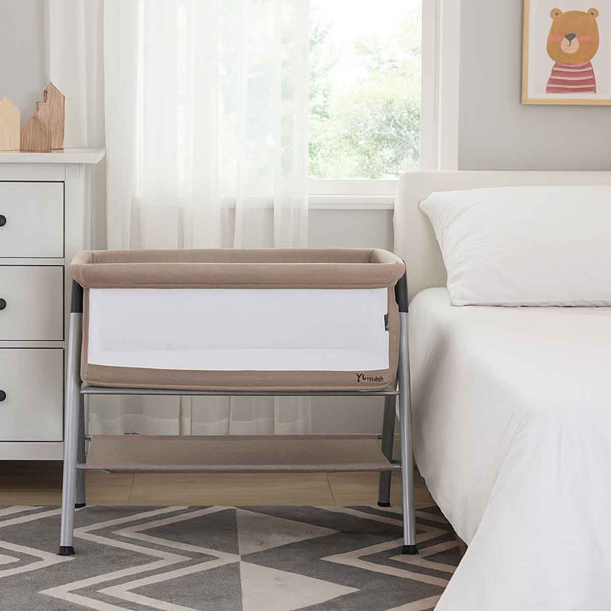 Teknum Fellow 2 Ivory Twin Bedside Crib Bassinet Toddler, 0-2 Years