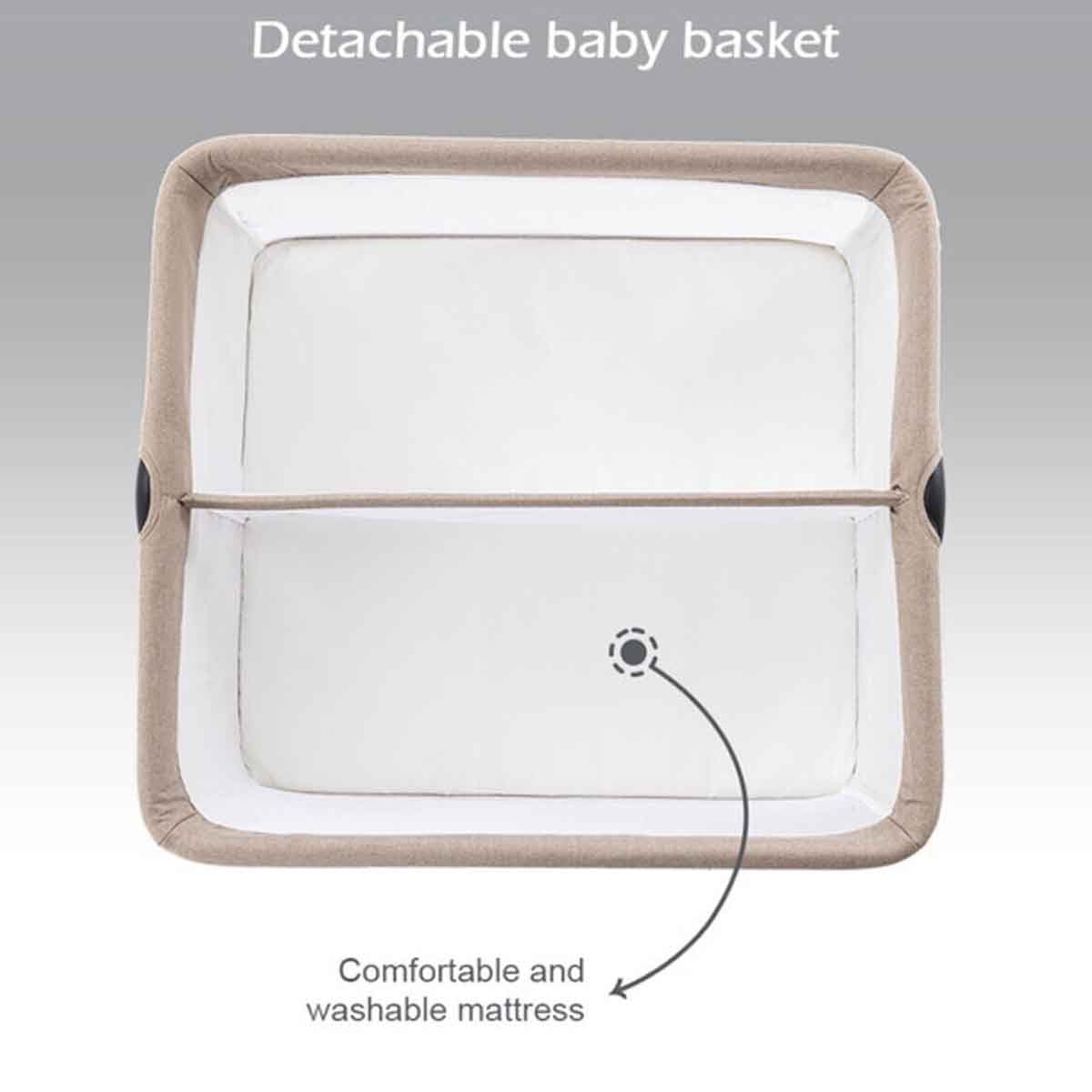 Teknum Fellow 2 Ivory Twin Bedside Crib Bassinet Toddler, 0-2 Years