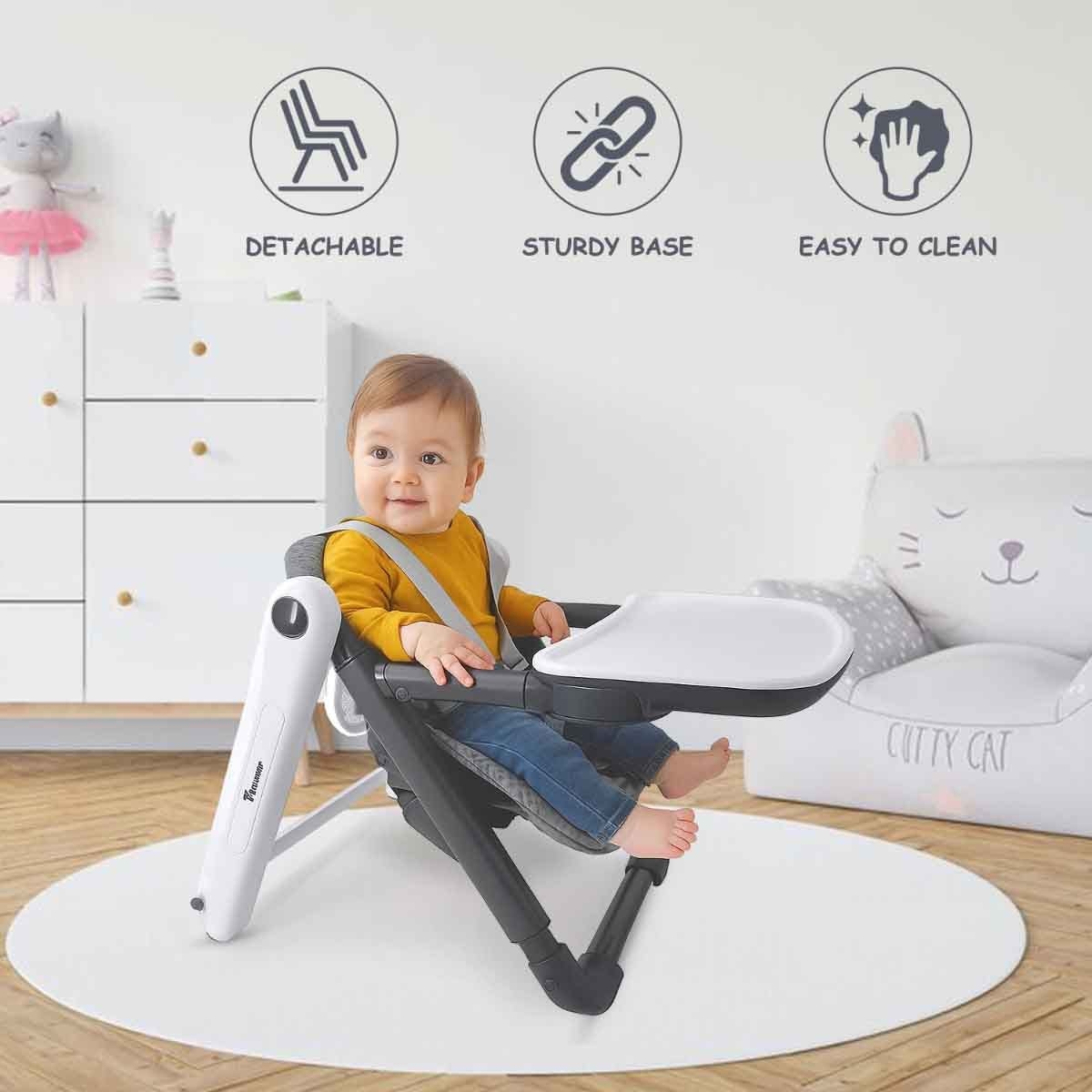 Teknum Grey 3-in-1 Kids Foldable Dining Booster Chair Toddler, 0-2 Years