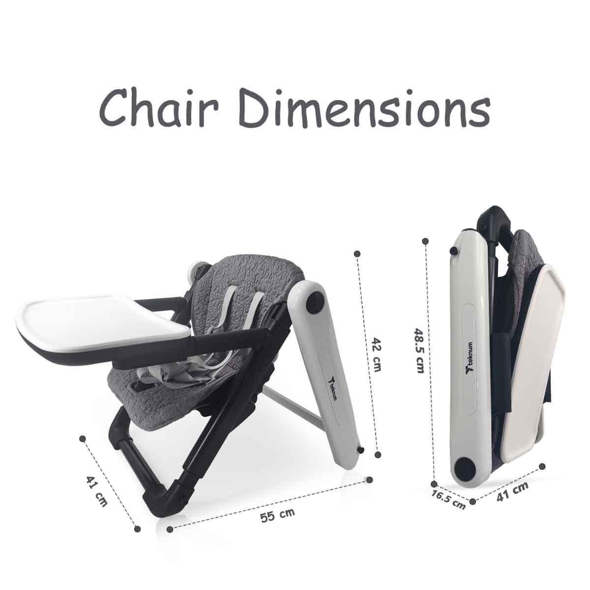 Teknum Grey 3-in-1 Kids Foldable Dining Booster Chair Toddler, 0-2 Years