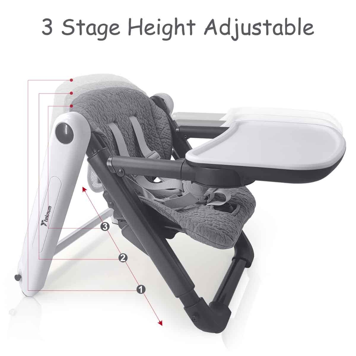 Teknum Grey 3-in-1 Kids Foldable Dining Booster Chair Toddler, 0-2 Years