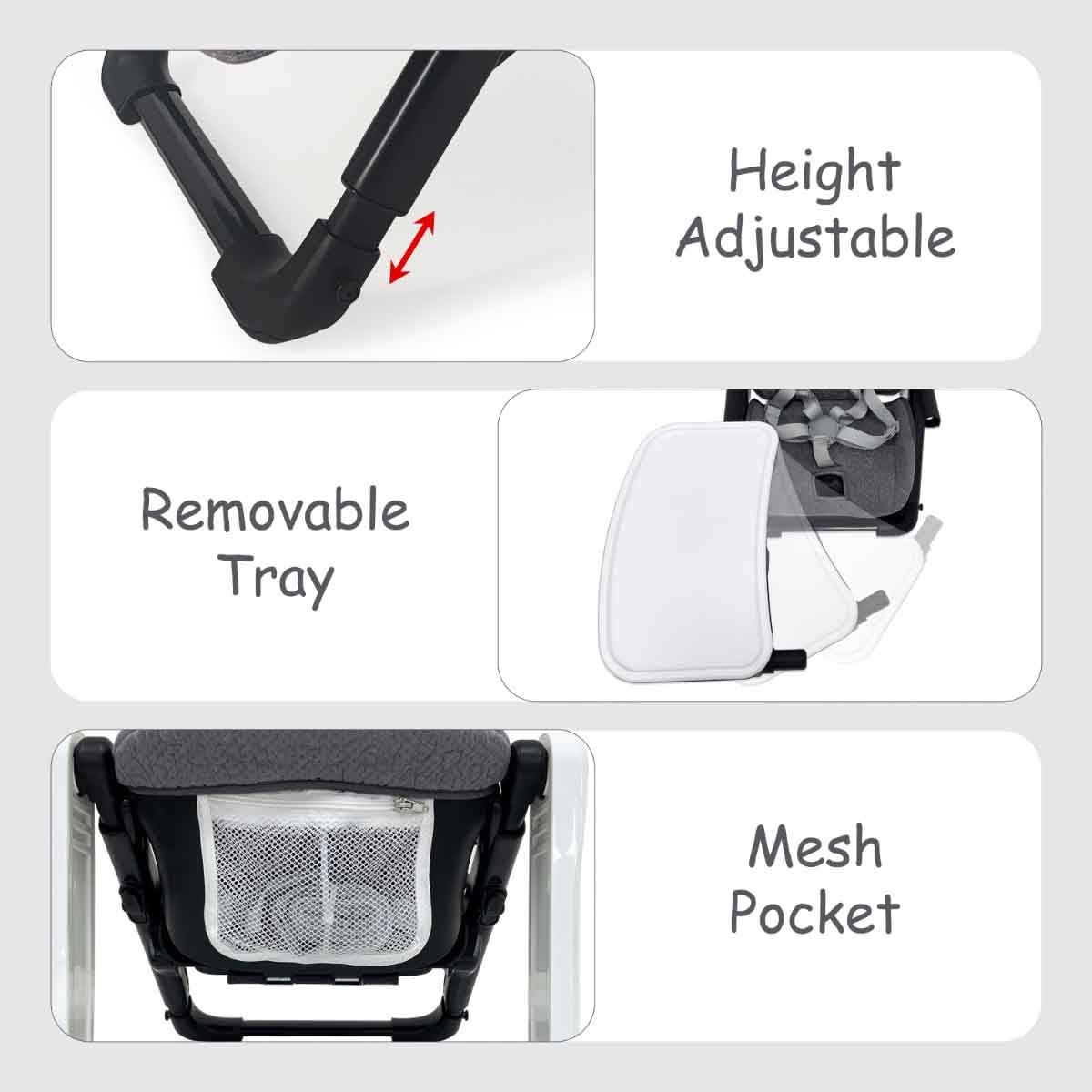 Teknum Grey 3-in-1 Kids Foldable Dining Booster Chair Toddler, 0-2 Years