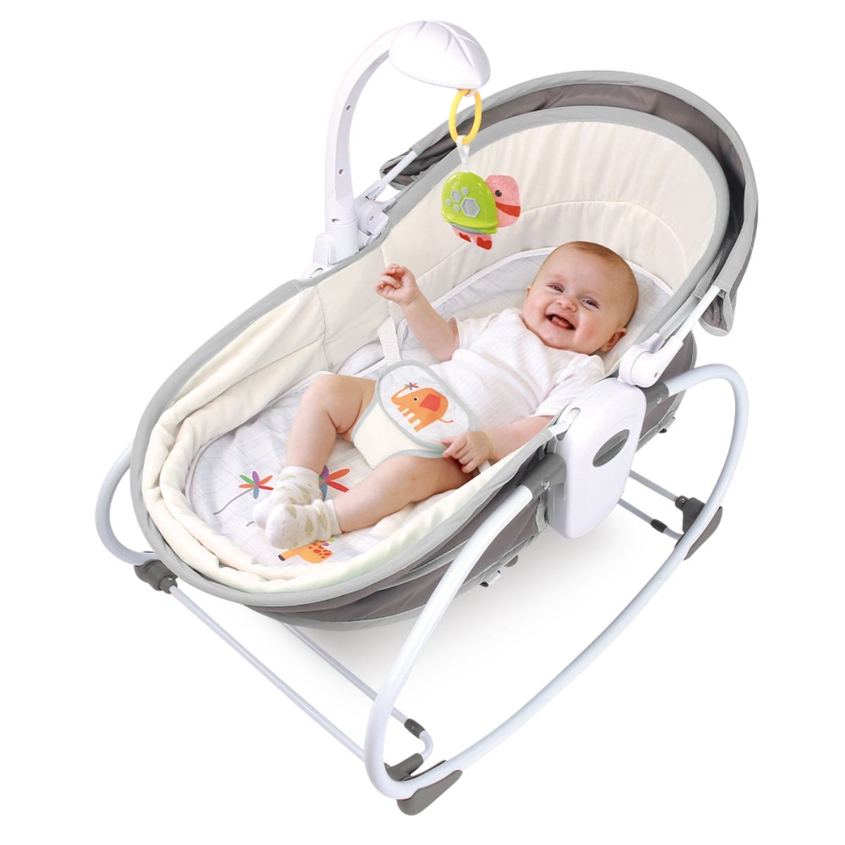Teknum Grey 6 - In - 1 Cozy Rocker Bassinet with Wheels Awning & Mosquito Net Toddler, 0-2 Years