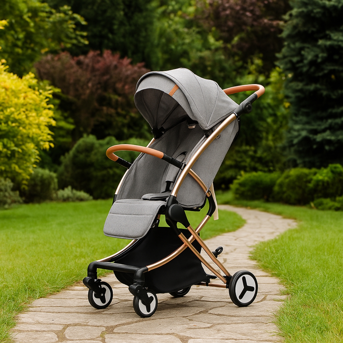 تيكنوم عربة سفر فيذر خفيفة A1 باللون الرمادي للأطفال من عمر 0 إلى 2 سنة