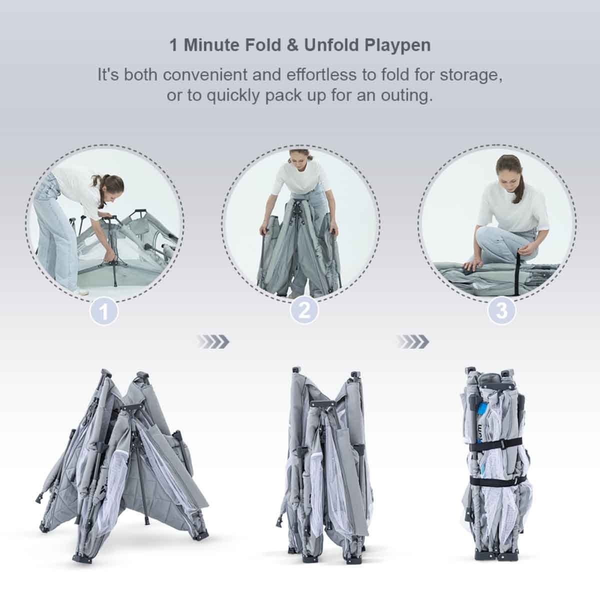 تيكنوم مجموعة حديقة لعب ون مينِت متوسطة مع مرتبة وكرات للأطفال، 0-2 سنة