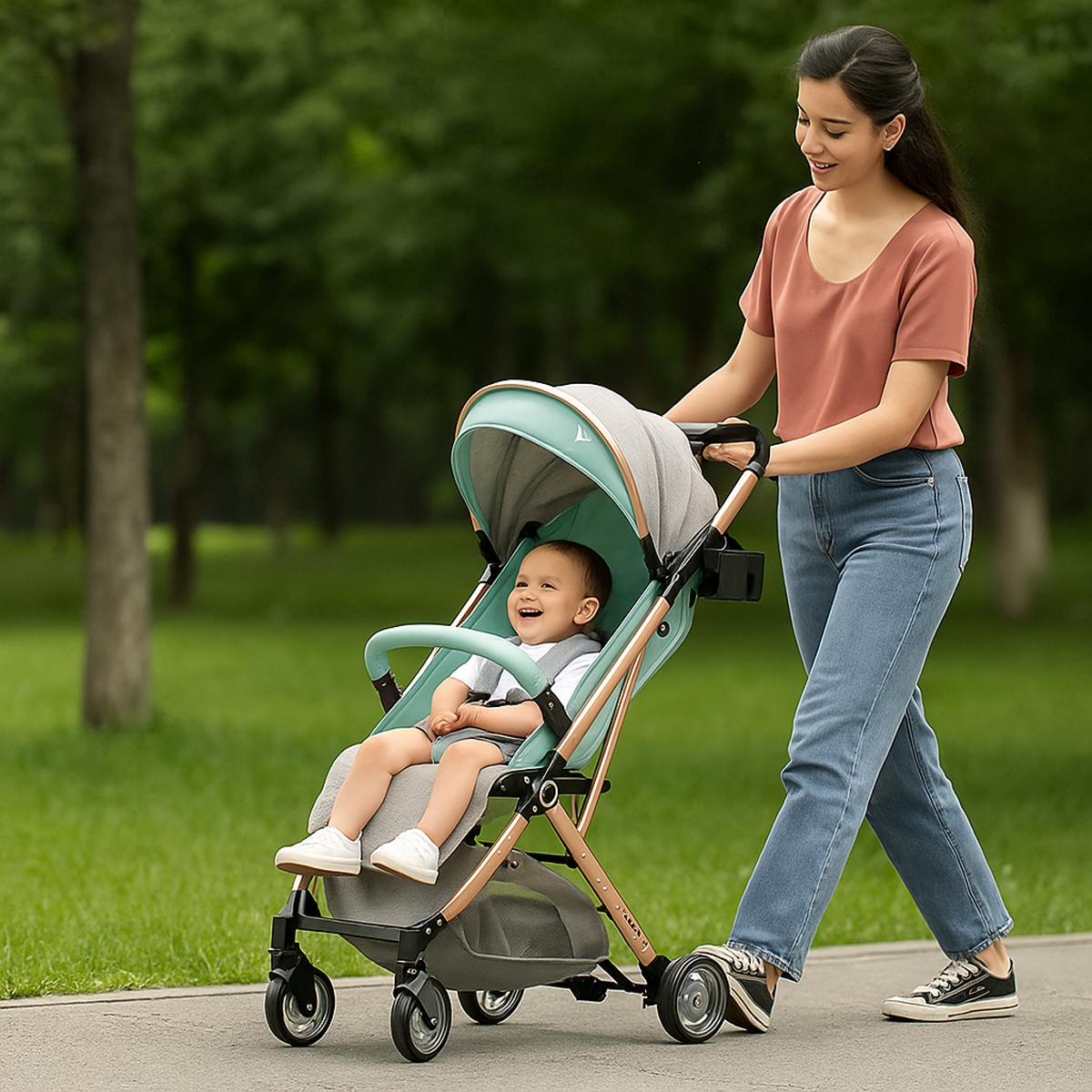 تيكنوم عربة سفر إكسبلورر باللون الأخضر النعناعي للأطفال من عمر 0 إلى 2 سنة