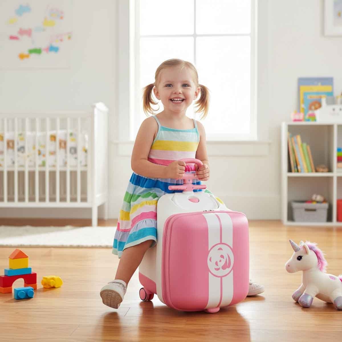 تيكنوم حقيبة سفر رايد أون 3 في 1 بتصميم باندا للأطفال، 0-2 سنة