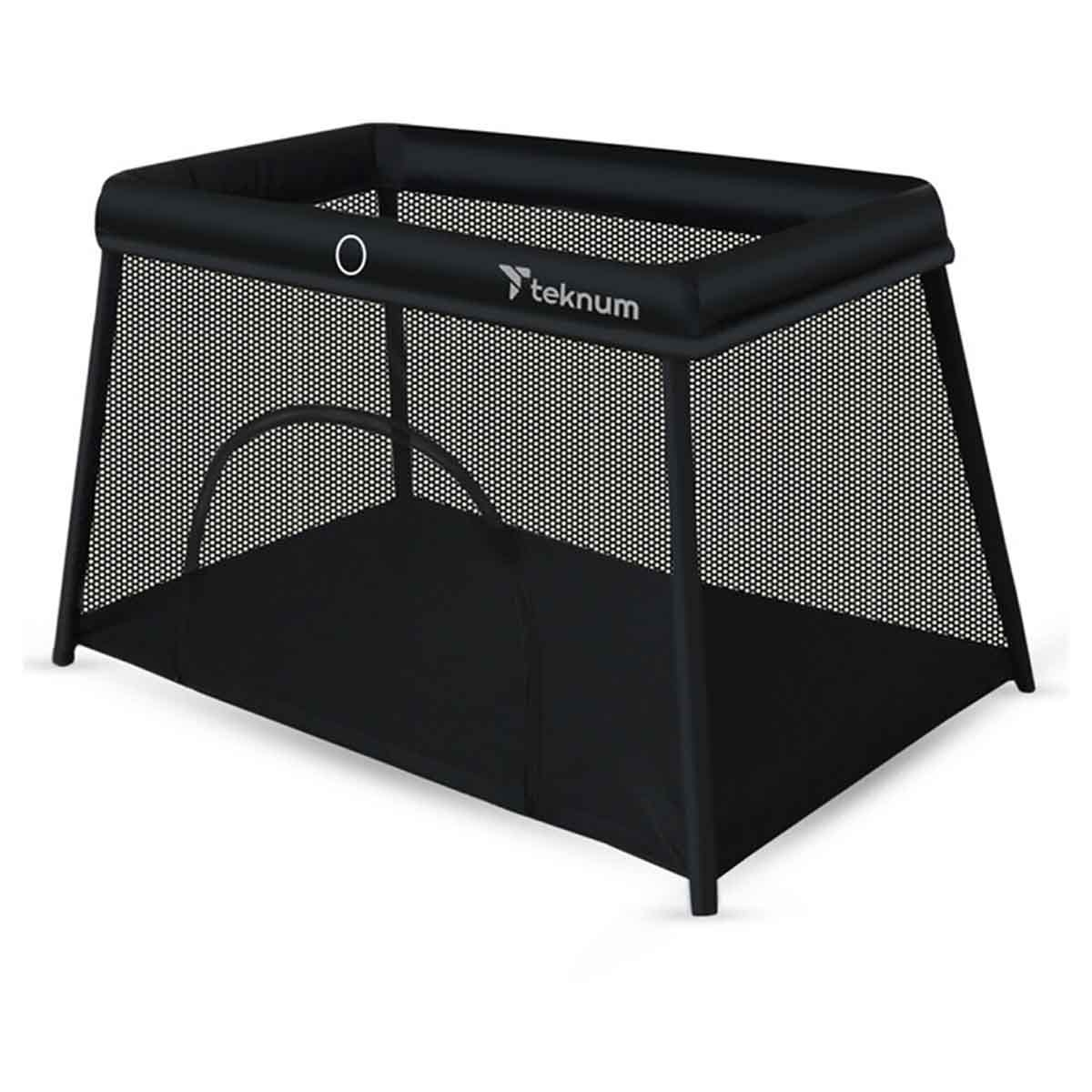 Teknum Midnight Black Portable Quick Fold Playard & Cot with Zipper Door & Carry Bag