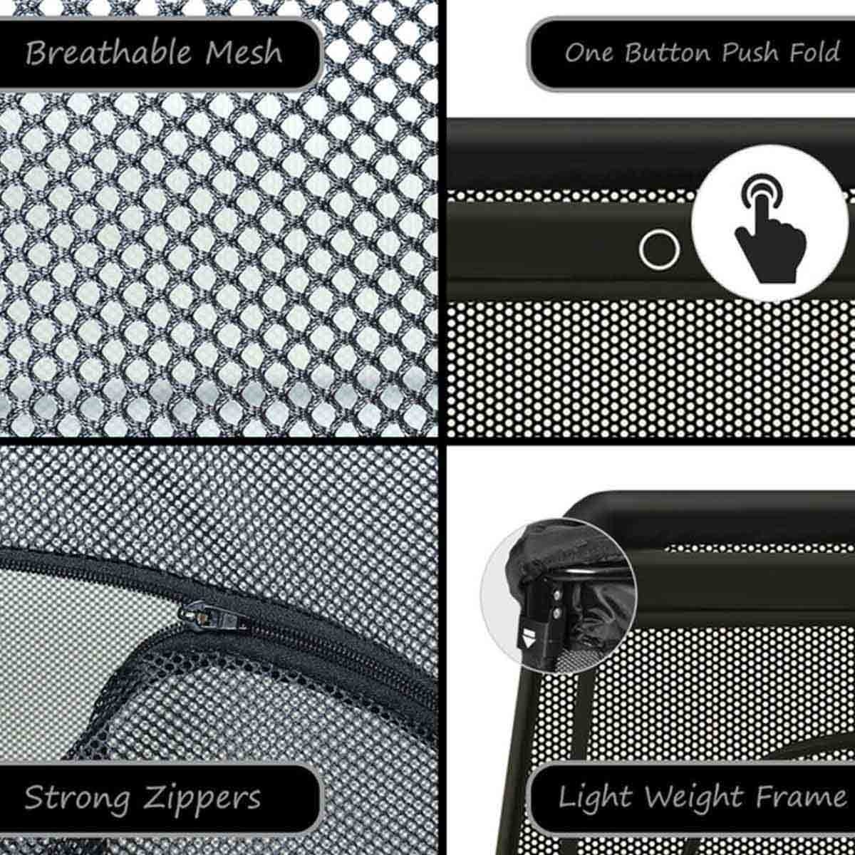 Teknum Midnight Black Portable Quick Fold Playard & Cot with Zipper Door & Carry Bag