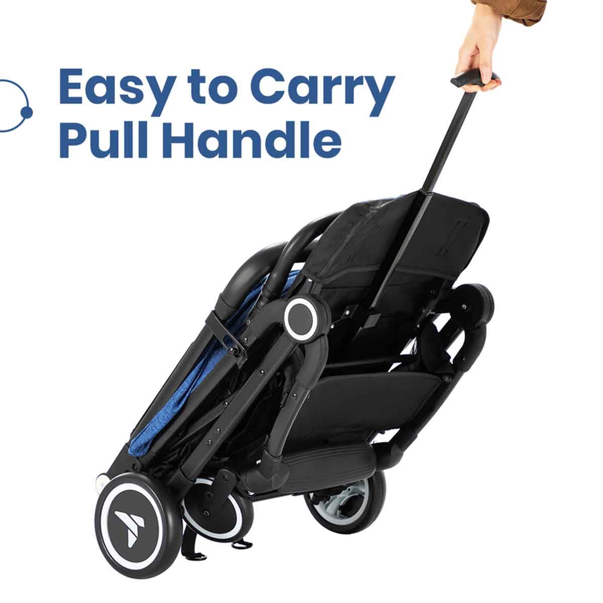 تيكنوم عربة أطفال للسفر باللون الأزرق مع حامل كوب قهوة