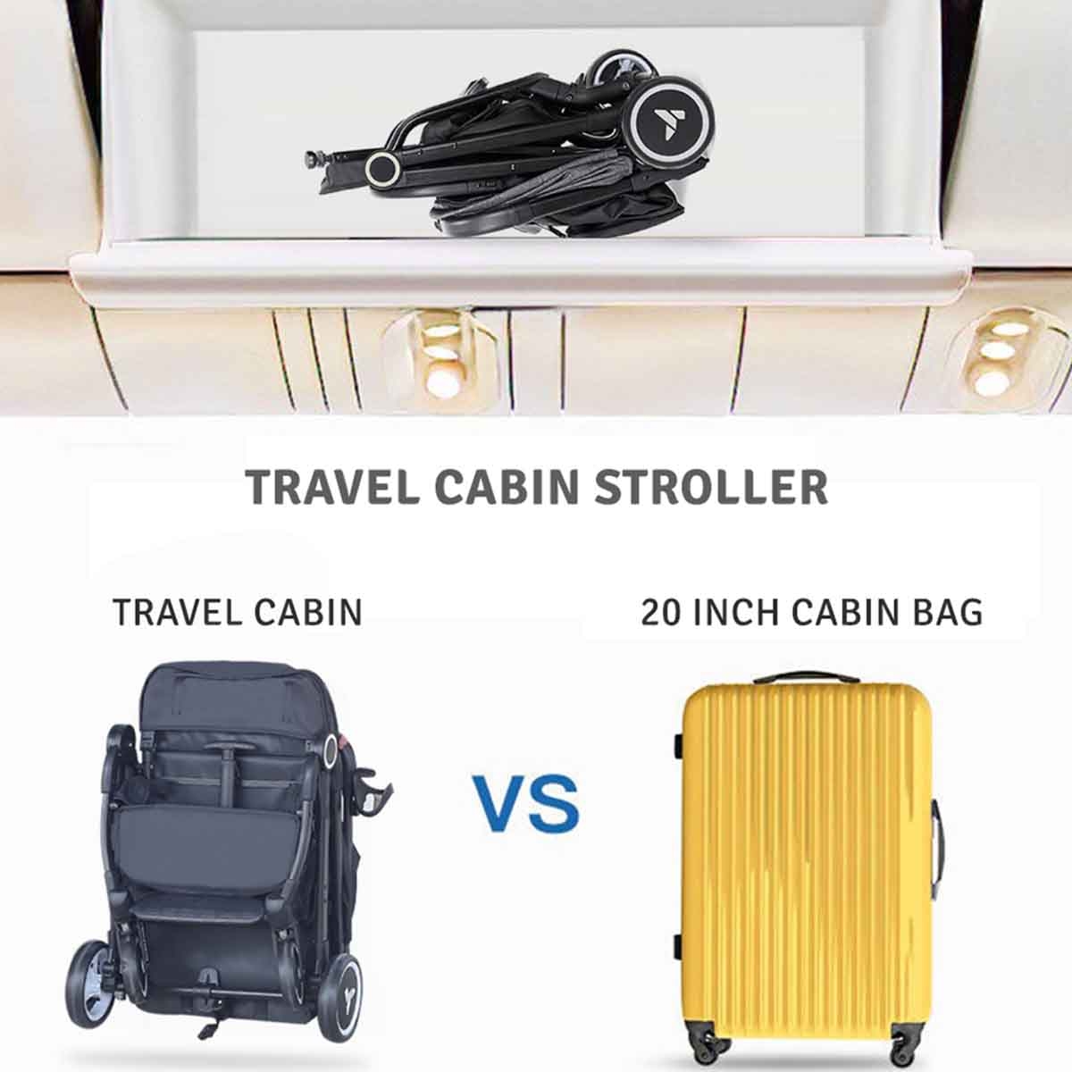 تيكنوم عربة أطفال للسفر مع حامل كوب قهوة باللون الرمادي سلايت