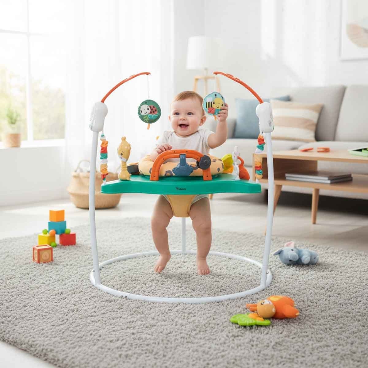 تيكنوم مشاية أطفال مع أنشطة وموسيقى وألعاب باللون الأبيض، 0-2 سنة