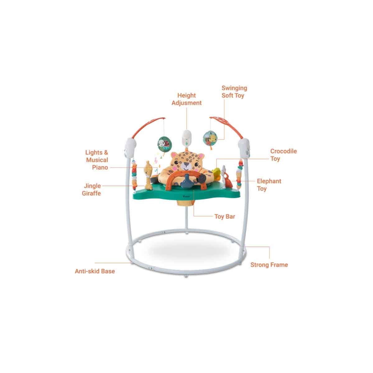 تيكنوم مشاية أطفال مع أنشطة وموسيقى وألعاب باللون الأبيض، 0-2 سنة