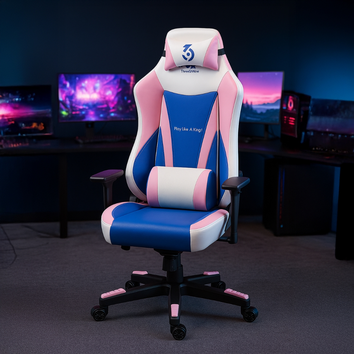 ThreeSixNine Pink/White Adjustable K4 Gaming Chair