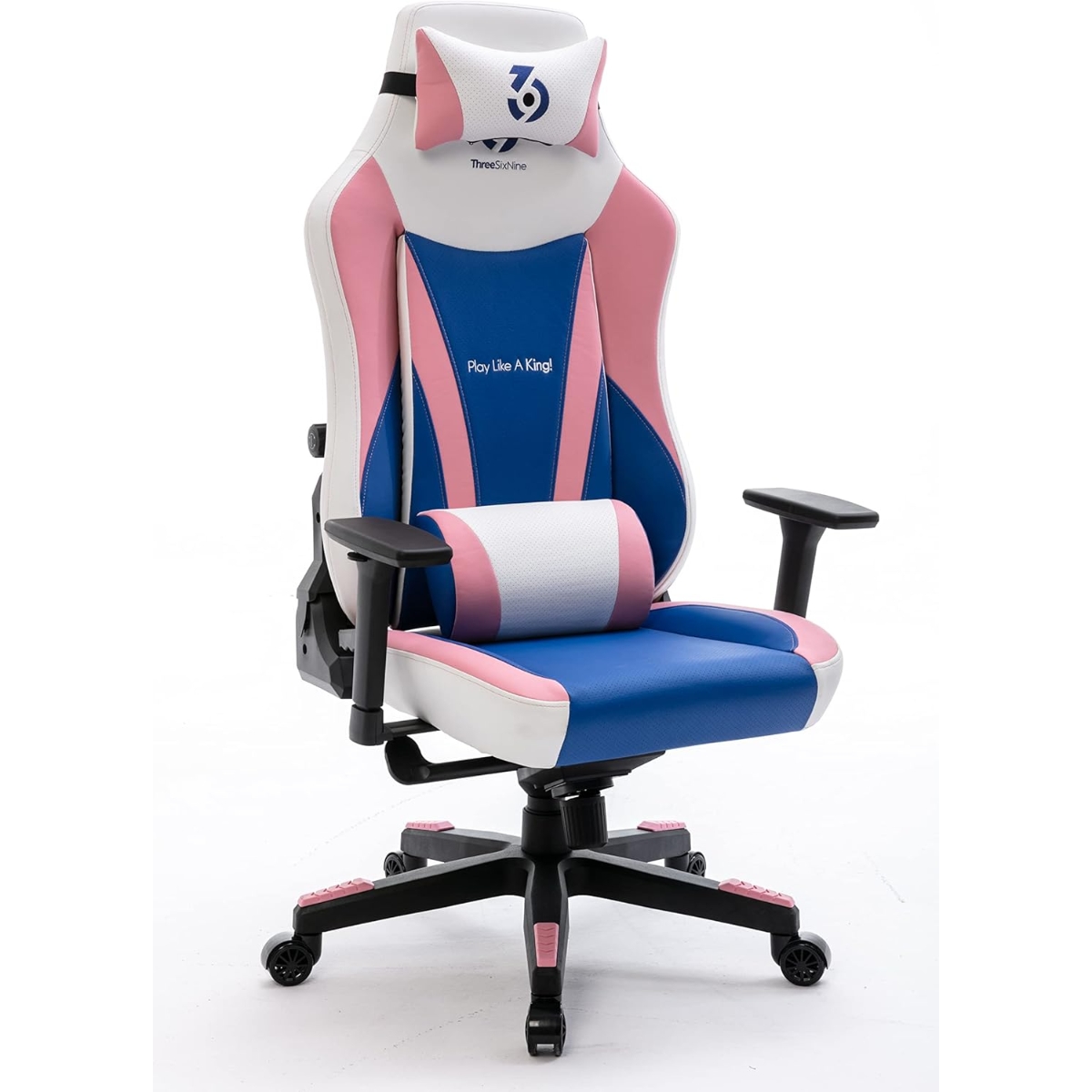 ThreeSixNine Pink/White Adjustable K4 Gaming Chair