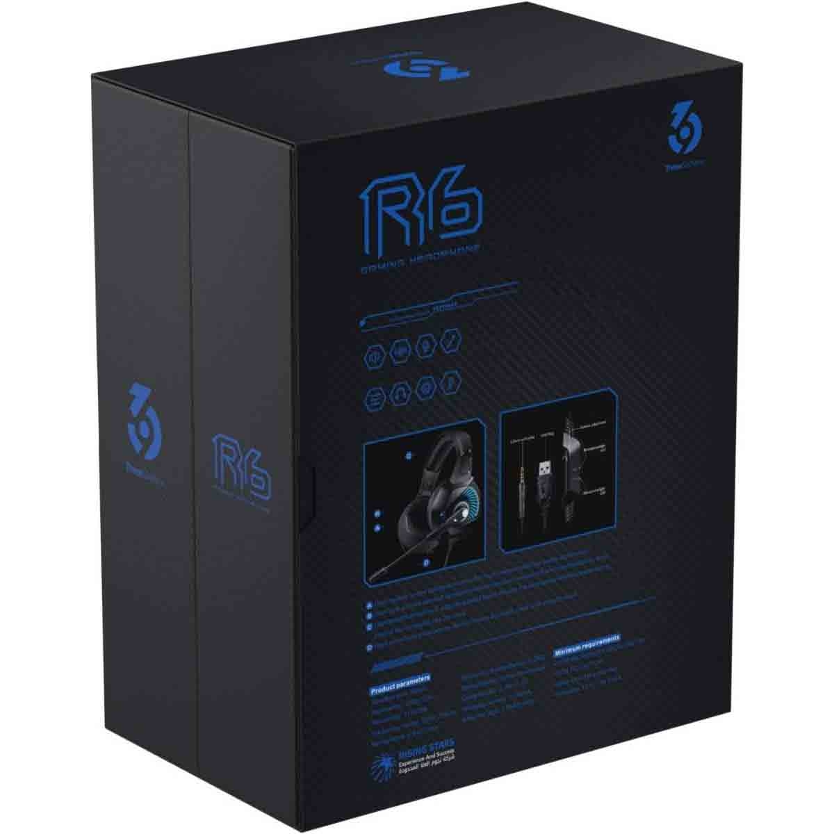 ثري سيكس ناين R6 بروفيشنال سماعة رأس سلكية للألعاب فوق الأذن أزرق/أسود