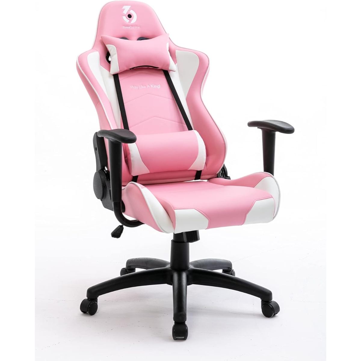 ThreeSixNine White/Pink Adjustable K1 Gaming Chair