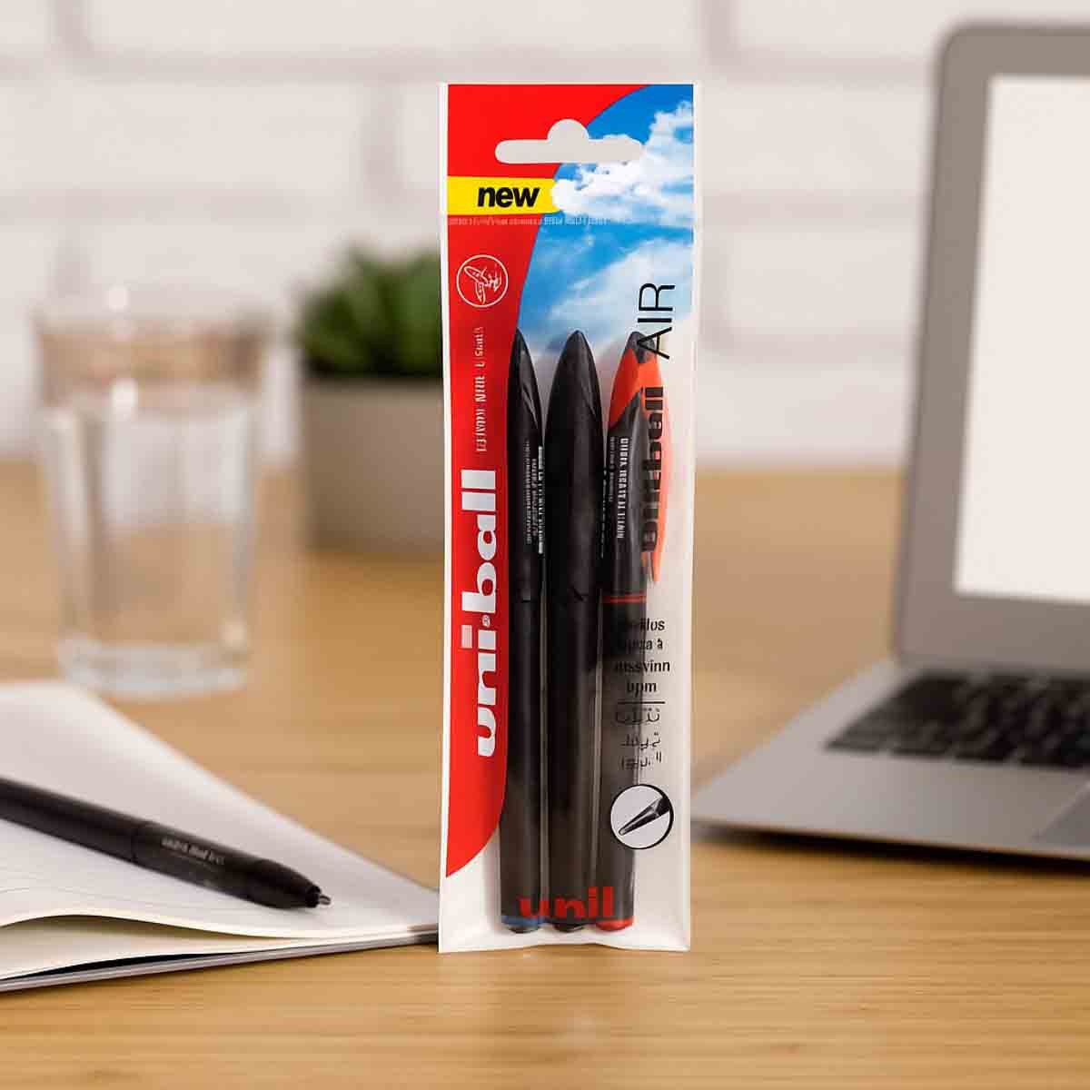 يوني بول مجموعة 3 أقلام رولربول أزرق مايكرو بالحبر السائل 0.7 ملم