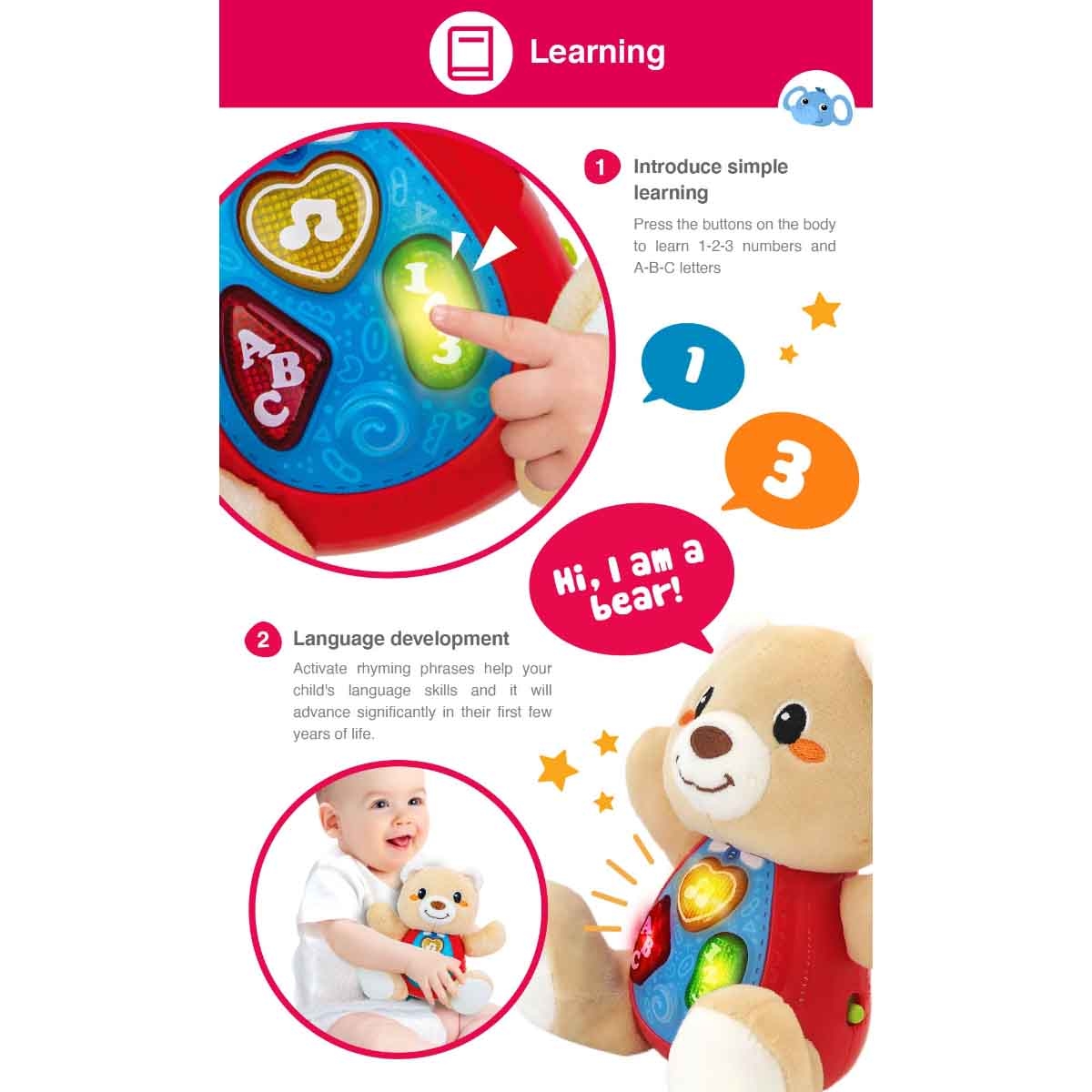 Winfun Sing 'N Learn With Me-Bear Interactive Toy Toddler, 0-2 Years