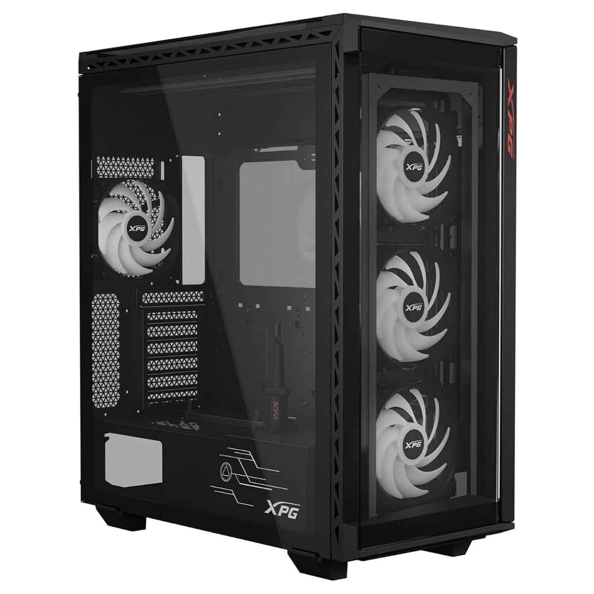 إكس بي جي كيس كمبيوتر ATX باللون الأسود مع 4 مراوح ARGB سلسلة Battlecruiser II ولوحة مغناطيسية ودعم ردياتير 420mm